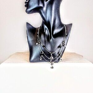 New Multi-Strand Silver/Black Necklace